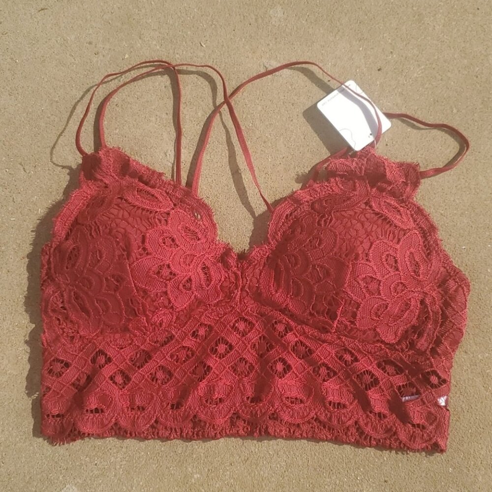 Anemone crochet lace strappy bralette burgundy small